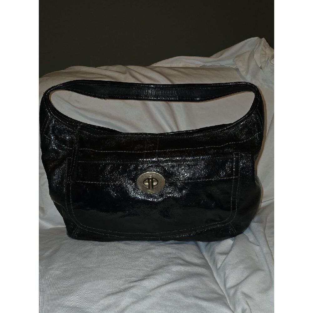 Coach Black Patent Leather Shoulder Bag - Picture 7 of 14